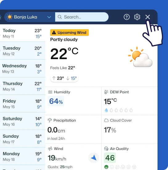 How to close the weather forecast widget